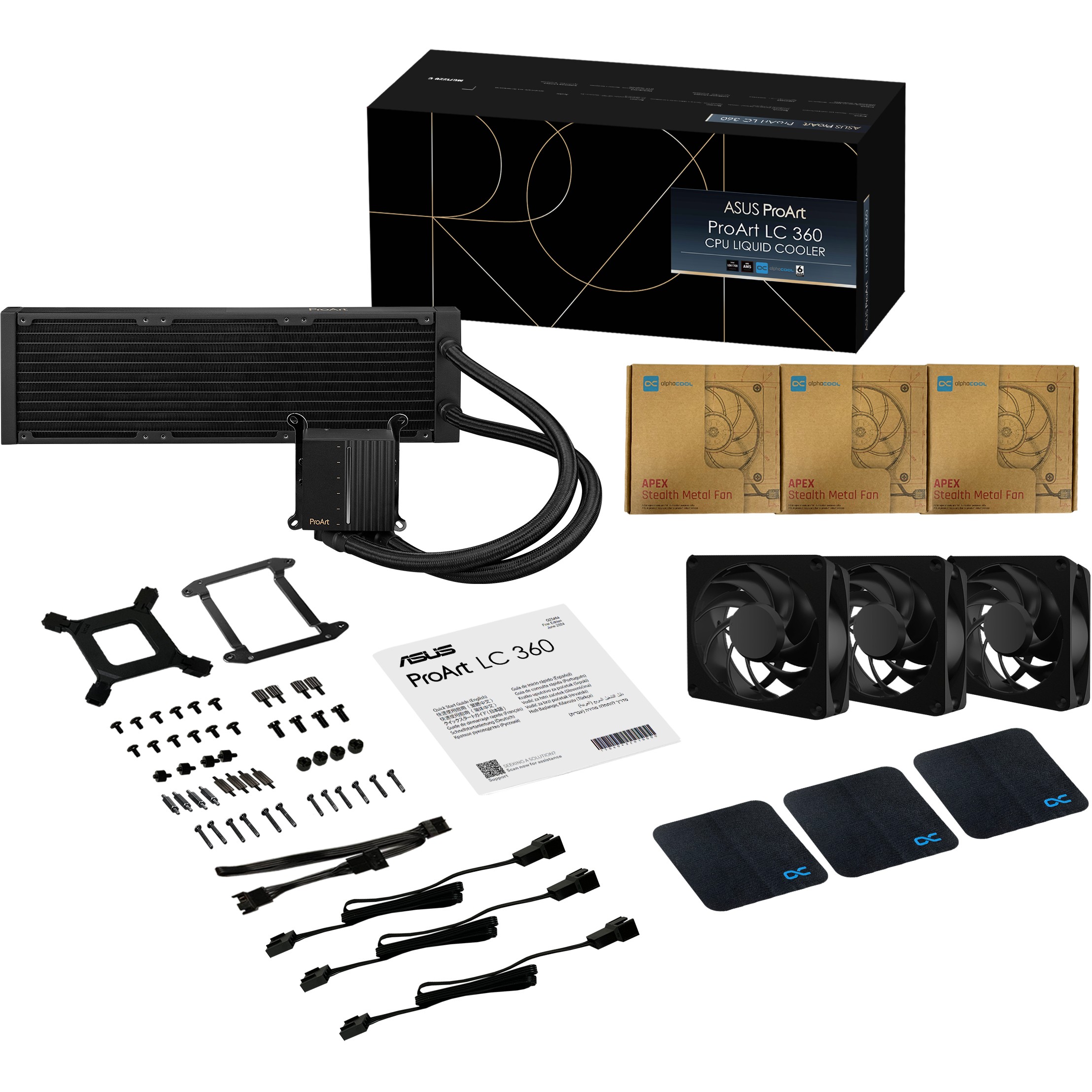 Sustav za hlađenje procesora ASUS ProArt LC 360 (tekućinsko hlađenje, 360 mm radijator, tri Noctua NF-A14 Industrial PPC 2000 ventilatora, ASUS Aura Sync)-10