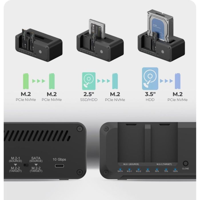HDD Dock ICY BOX IB-2924MSCL-C31 (2,5 / 3,5 / M.2, USB-C 3.2, klon funkcija)-2