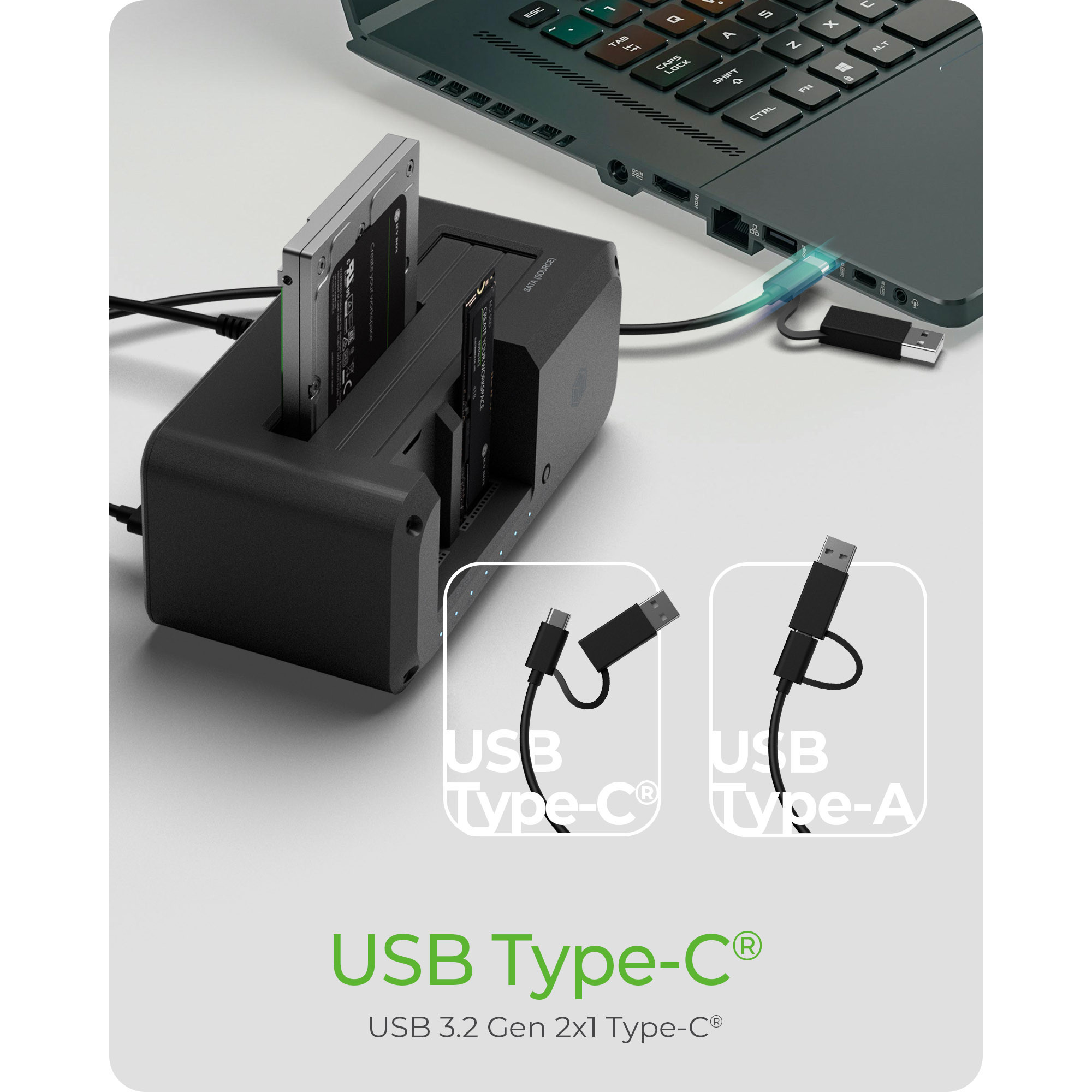 HDD Dock ICY BOX IB-2924MSCL-C31 (2,5 / 3,5 / M.2, USB-C 3.2, klon funkcija)-11