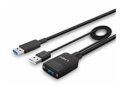 Hibridni USB 3.2 Gen 2 produžni kabel LINDY Tip A 35m crna boja-1