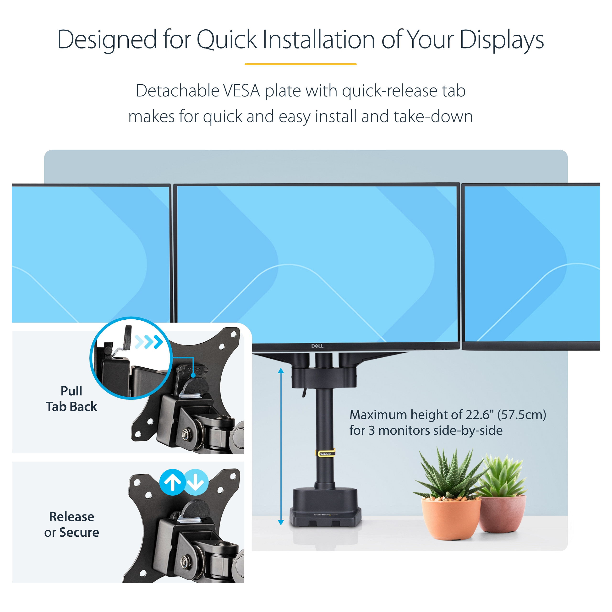 Stalak za monitor STARTECH ARMTRIPLE, za 3 monitora do 27 inča-14