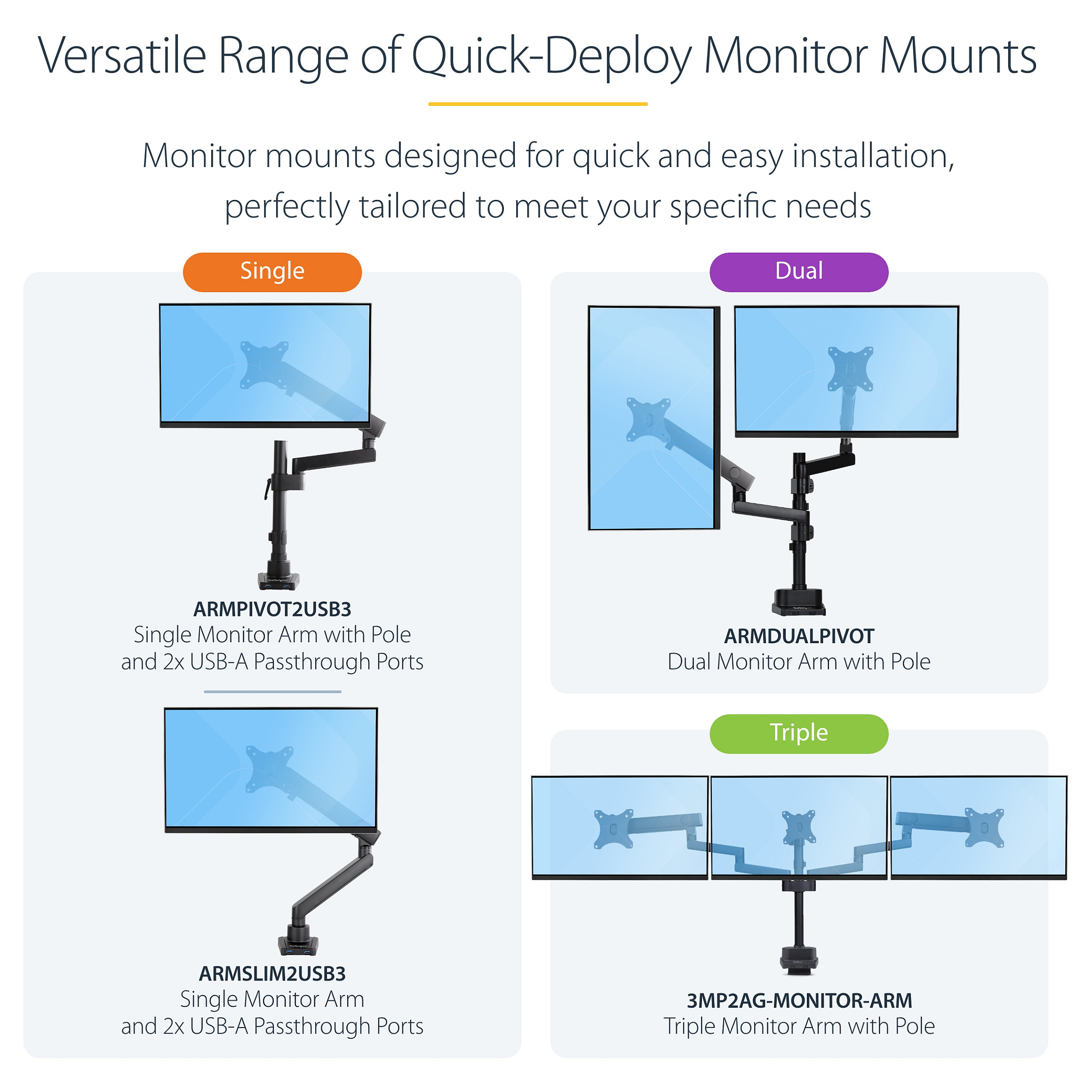 Stalak za monitor STARTECH ARMTRIPLE, za 3 monitora do 27 inča-15