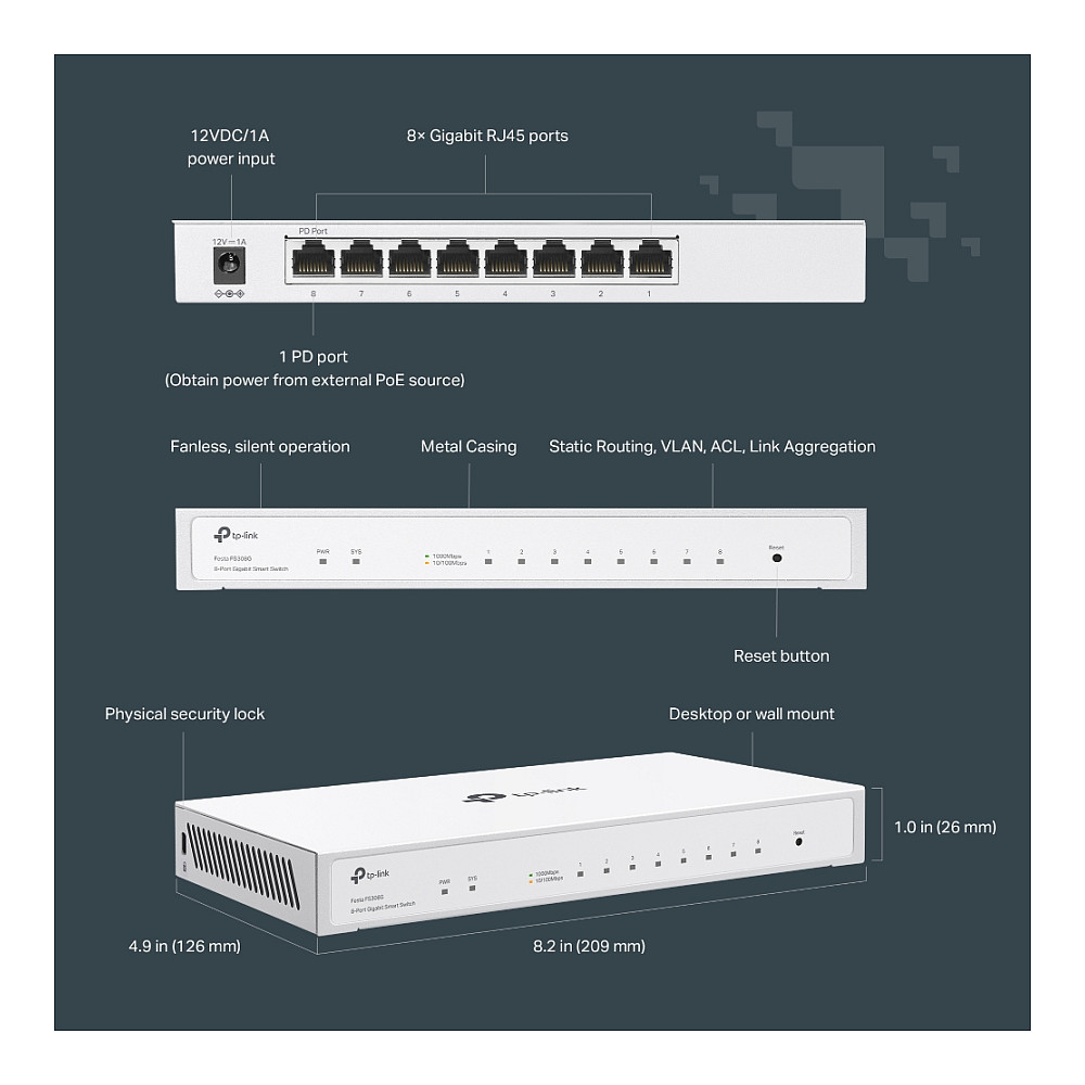 Switch TP-LINK Festa FS308G (8-port, gigabitni, 16 gbps)-11