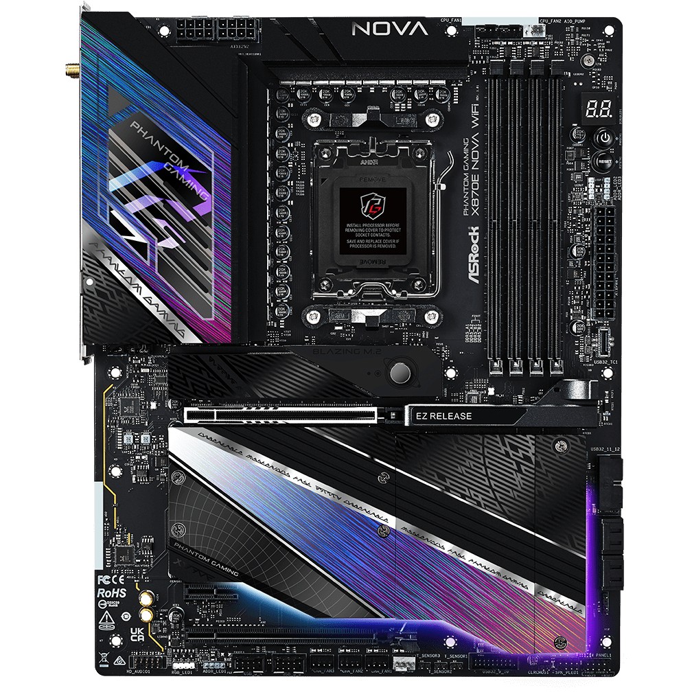 Matična ploča ASROCK Phantom Gaming X870E NOVA WiFi (Socket AM5, AMD X870E, DDR5 SDRAM do 8200 MHz, USB4, Wi-Fi 7)-2