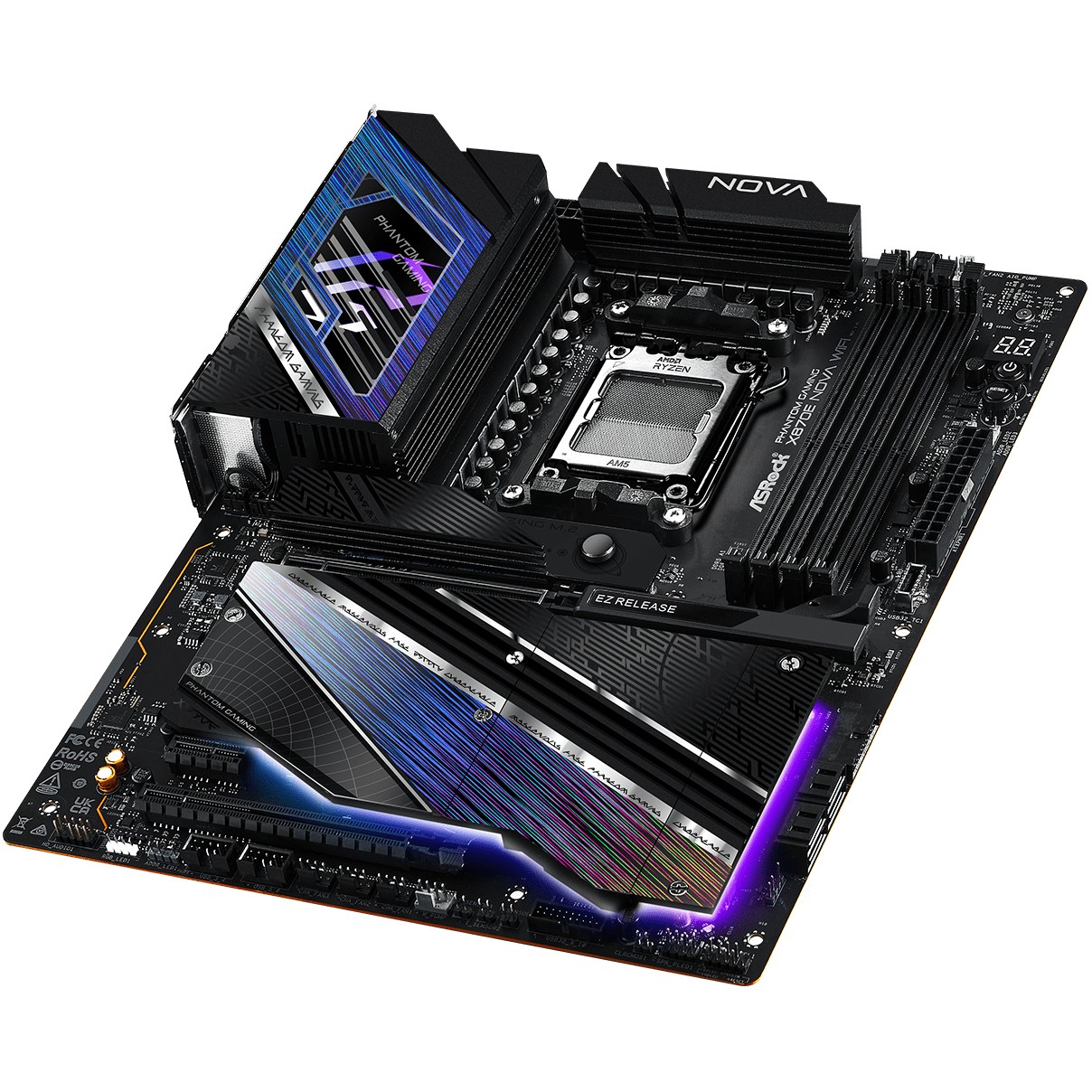 Matična ploča ASROCK Phantom Gaming X870E NOVA WiFi (Socket AM5, AMD X870E, DDR5 SDRAM do 8200 MHz, USB4, Wi-Fi 7)-6