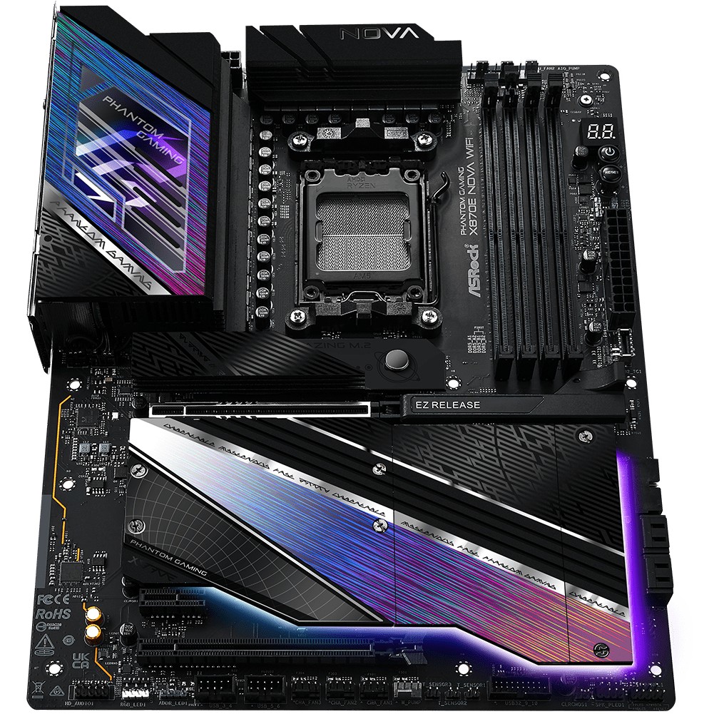 Matična ploča ASROCK Phantom Gaming X870E NOVA WiFi (Socket AM5, AMD X870E, DDR5 SDRAM do 8200 MHz, USB4, Wi-Fi 7)-8