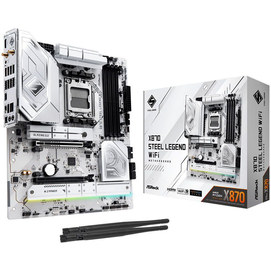 Matična ploča ASROCK X870 Steel Legend WiFi (Socket AM5, AMD X870, DDR5 RAM, 2.5 Gigabit Ethernet, Wi-Fi 7)-6
