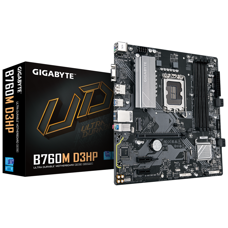 Matična ploča GIGABYTE B760M D3HP (micro ATX, LGA1700 Socket, B760, DDR5 SDRAM, USB 3.2 Gen 1/USB-C 3.2 Gen 1, RGB FUSION)-0