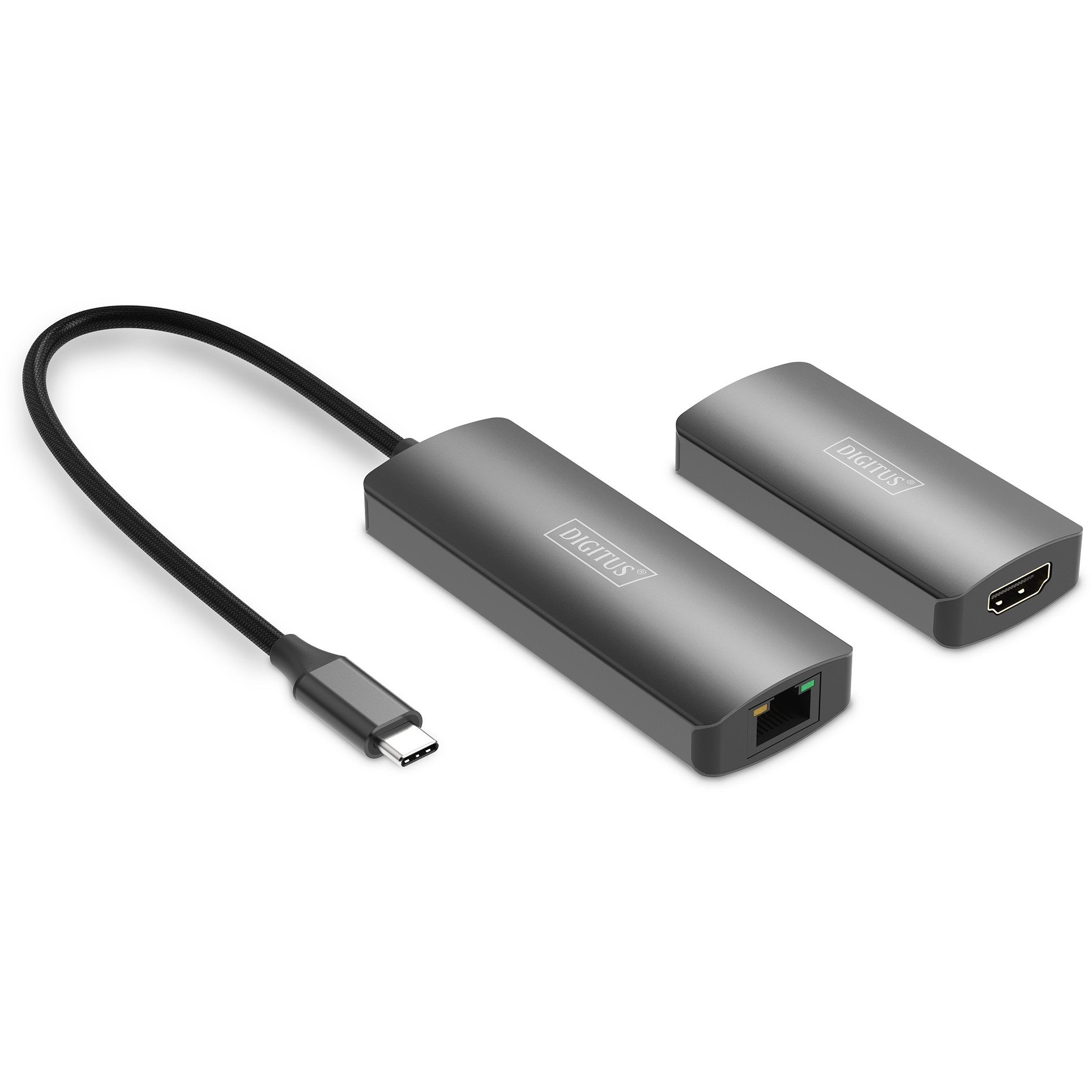 Video Extender DIGITUS 4K (USB-C - HDMI, 30 m, Aluminij, Crna)-1