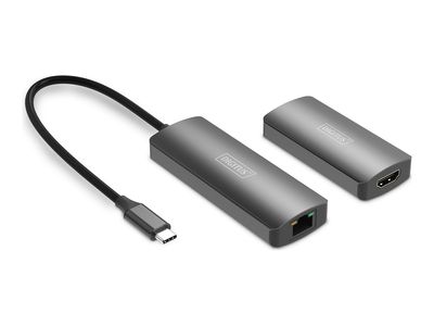 Video Extender DIGITUS 4K (USB-C - HDMI, 30 m, Aluminij, Crna)-0