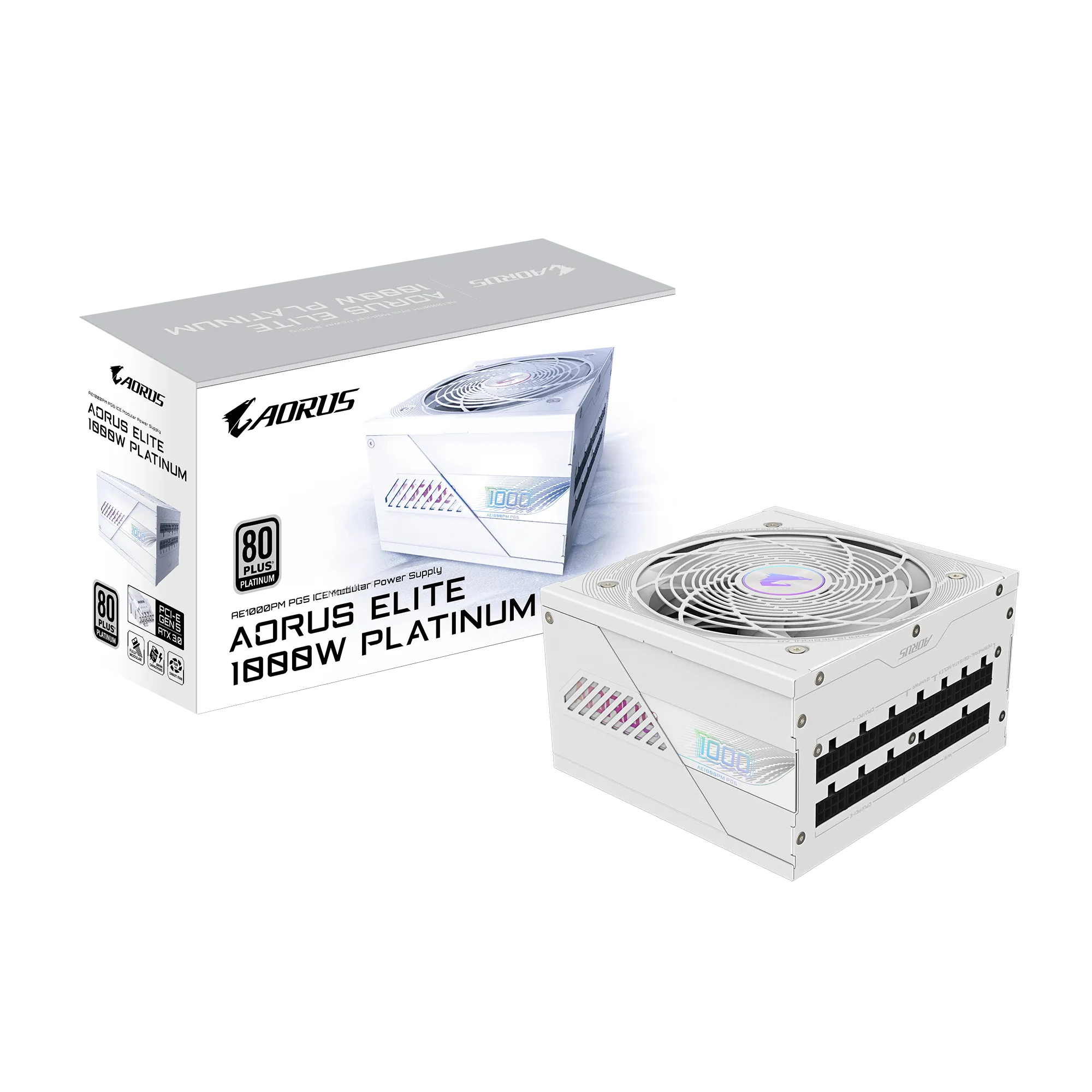Napajanje GIGABYTE AORUS ELITE P1000W ICE (1000w, 80 PLUS Platinum, fully modular design, ATX 3.0 compatible, EU Plug)-0