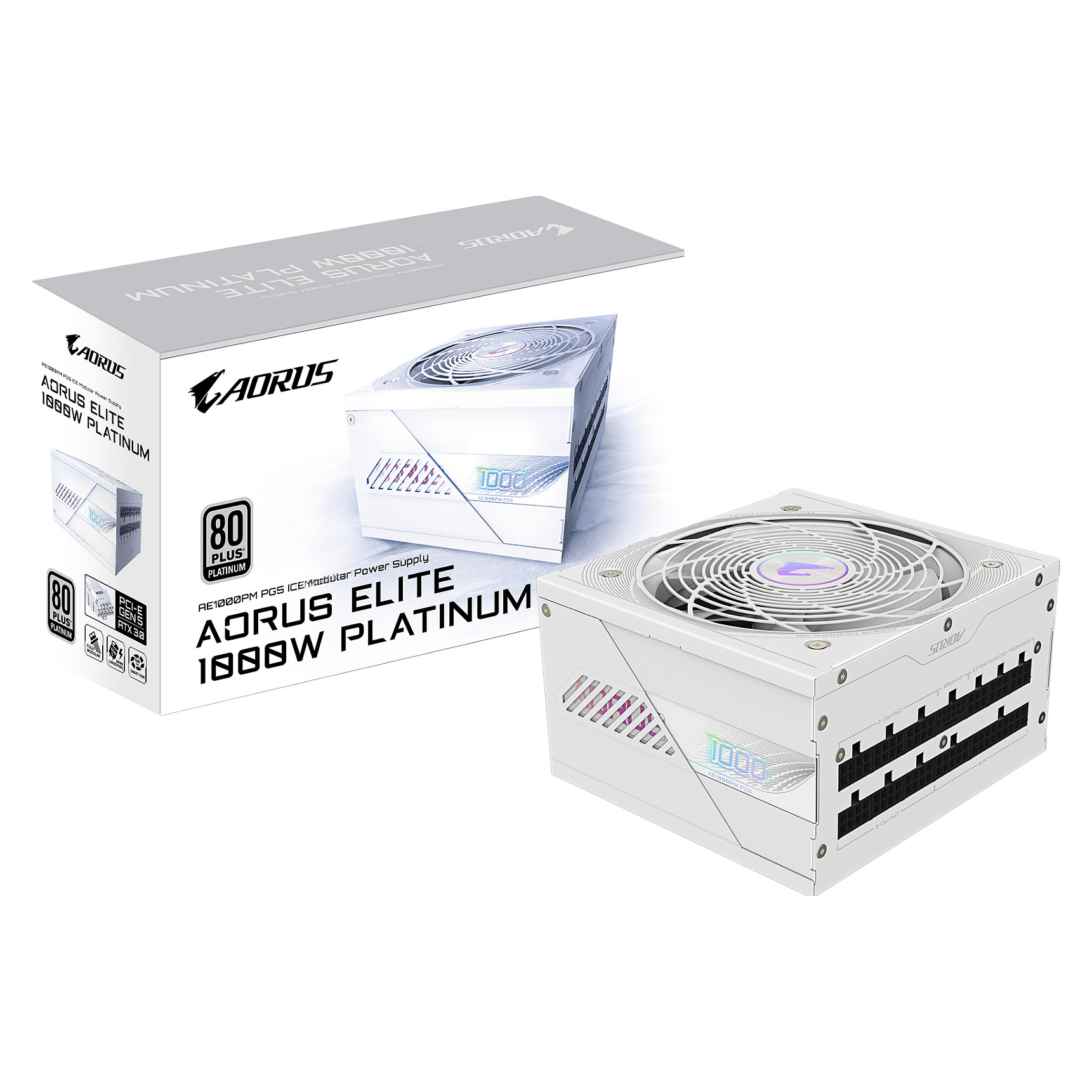 Napajanje GIGABYTE AORUS ELITE P1000W ICE (1000w, 80 PLUS Platinum, fully modular design, ATX 3.0 compatible, EU Plug)-5
