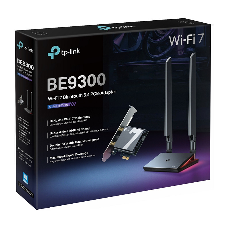 Adapter TP-LINK Archer BE9300 Wi-Fi 7 Bluetooth 5.4 PCIe-8