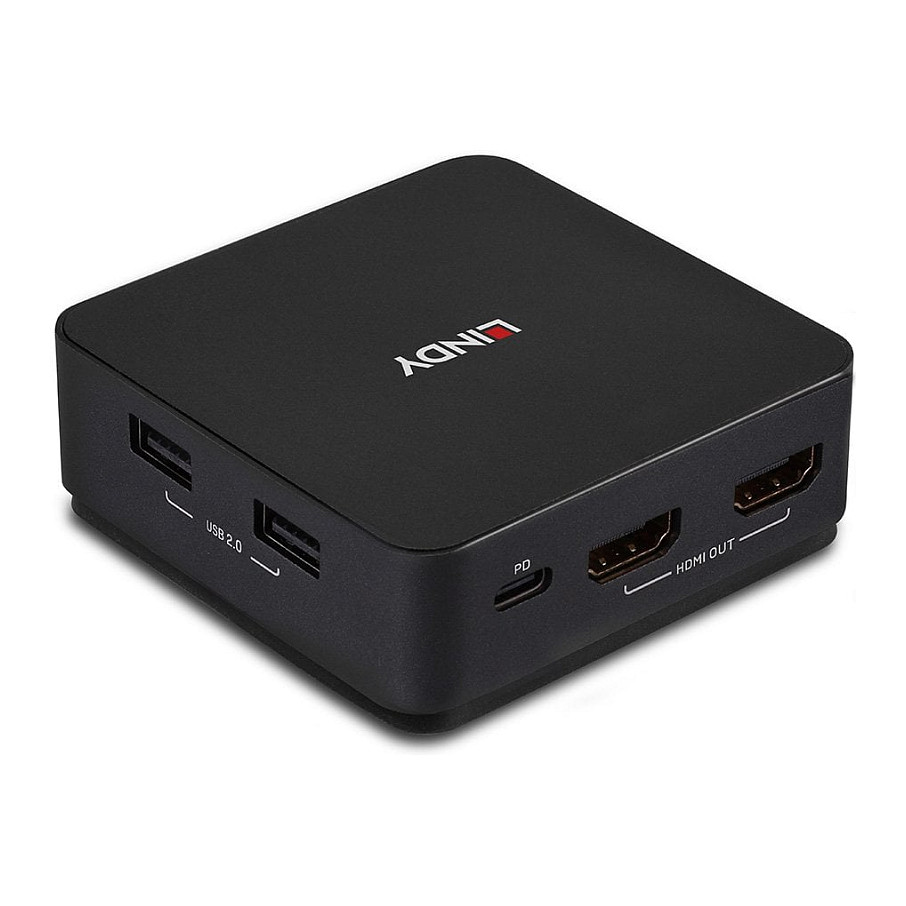 KVM Switch LINDY 2 Port HDMI 2.0, USB 3.0 & USB C, 4K@60Hz, 100W PD-8