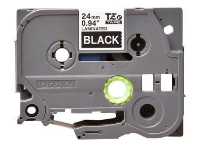 Laminirana traka za pisač naljepnica BROTHER TZe-355 (24mm, bijeli ispis na crnoj podlozi)