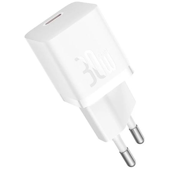 Adapter BASEUS Mini GaN5 Fast Charger 30W, USB-C, White, CCGN070502-2