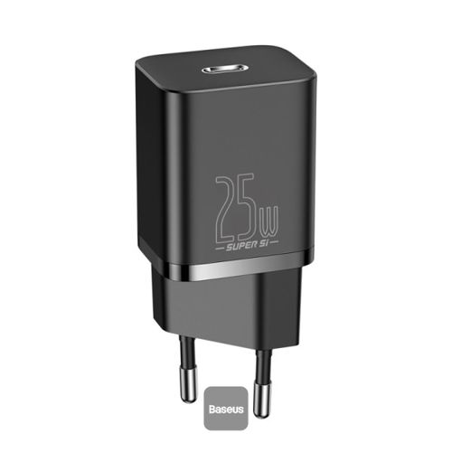 Adapter BASEUS Super Si Quick Charger 25W, USB-C, Black, CCSP020101-0