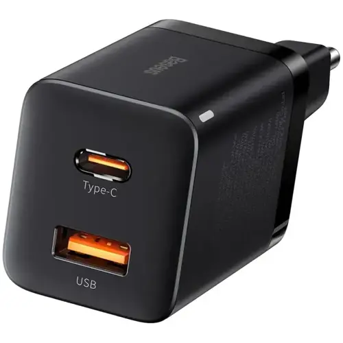 Adapter BASEUS Super Si Quick Charger 30W, 1x USB-A, 1xUSB-C, Black, CCSUPP-E01
