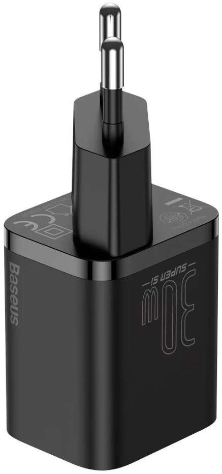Adapter BASEUS Super Si Quick Charger 30W, 1x USB-C, Black, CCSUP-J01-9