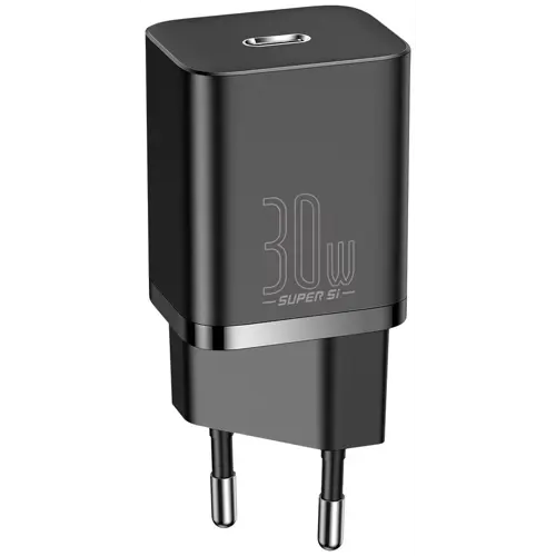 Adapter BASEUS Super Si Quick Charger 30W, 1x USB-C, Black, CCSUP-J01