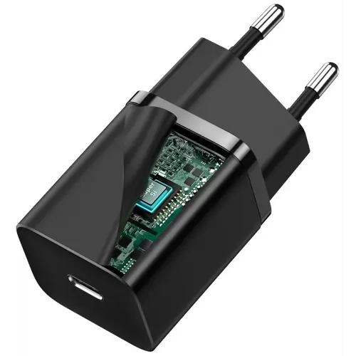 Adapter BASEUS Super Si Quick Charger 30W, 1x USB-C, Black, CCSUP-J01-2