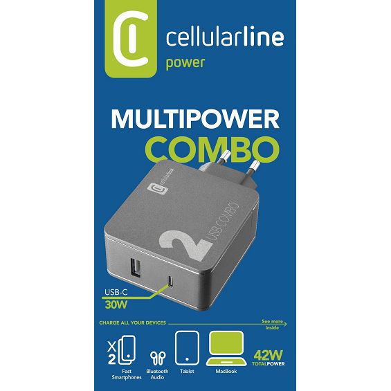 Adapter CELLULARLINE 2 port - USB i Type-C 42W-3