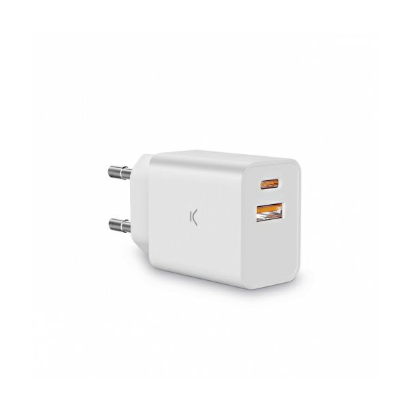 Adapter KSIX 20W, USB-A + USB-C bijeli