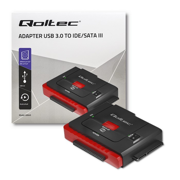 Qoltec 50645 Adapter USB 3.0 to IDE | SATA III-6