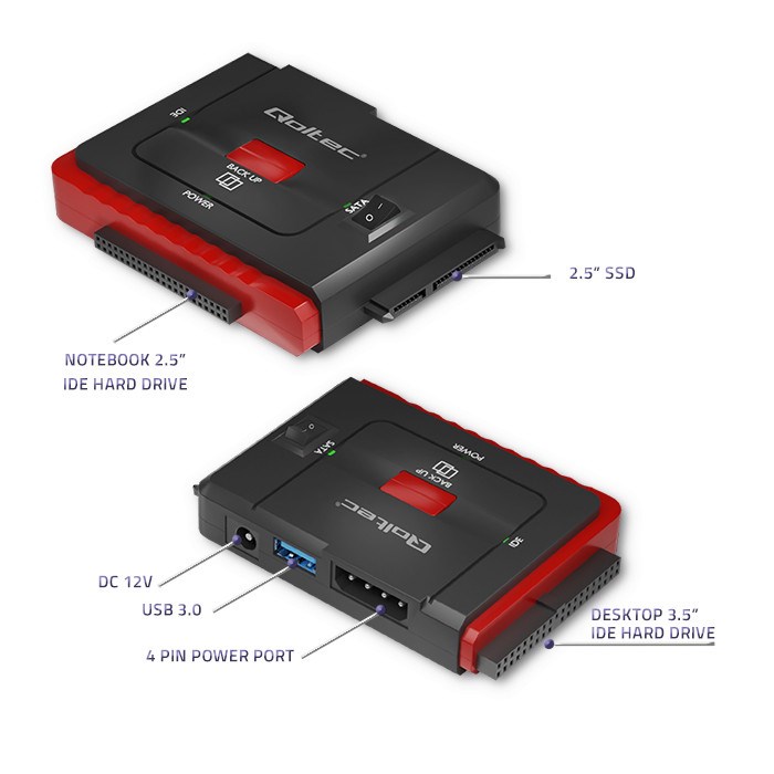 Qoltec 50645 Adapter USB 3.0 to IDE | SATA III-1