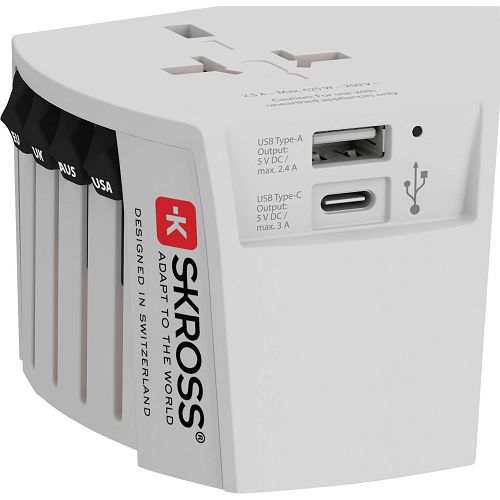 Putni adapter SKROSS, Muv USB (AC), Euro, Aus/Kina, UK, SAD/Japan, USB-A/USB-C