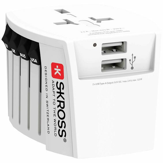 Putni adapter SKROSS, Muv USB, Euro, Aus/Kina, UK, SAD/Japan+2x USB-A-3