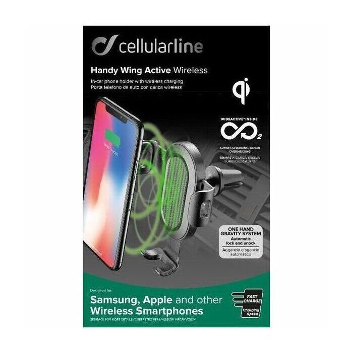 Auto držač i punjač za mobitel CELLULARLINE Handy wing active - wireless-0