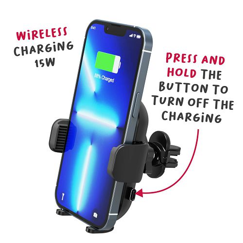 Auto držač/punjač za smartphone CELLY, bežični, 15W crni-6