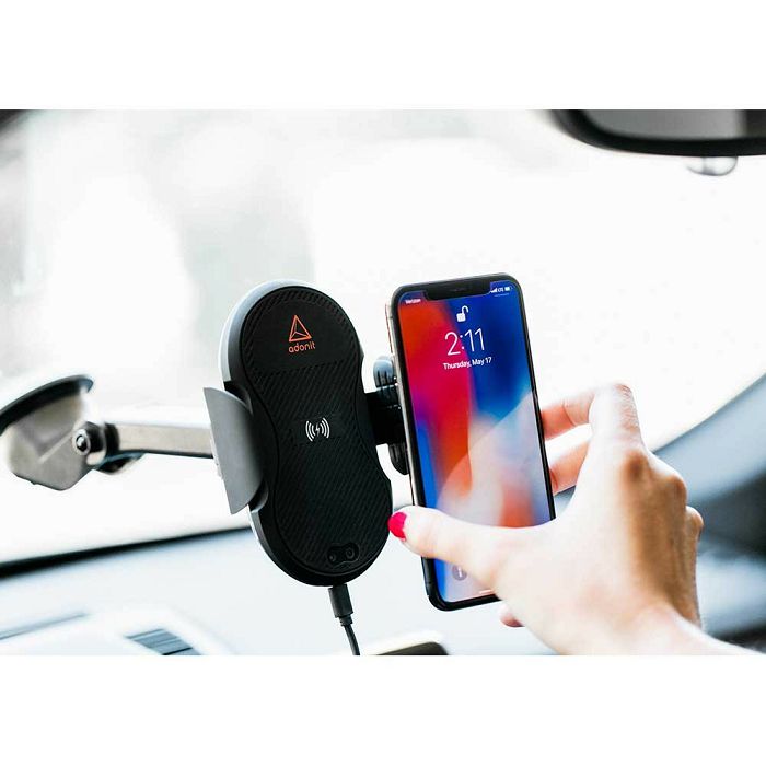 Auto bežični punjač i nosač za mobitel ADONIT crni-4