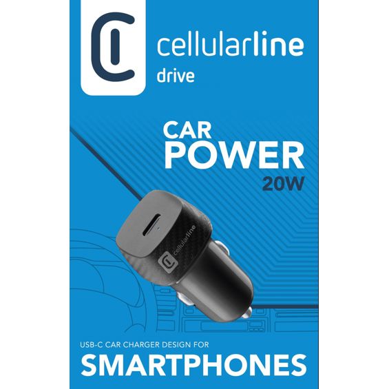 Auto punjač CELLULARLINE, Car Power 20W, 1xUSB-C, Crni-2