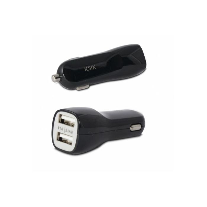 Auto punjač za mobitel KSIX USBx2, 2.1A crni