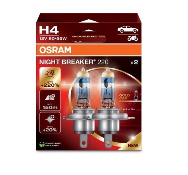 OSRAM NIGHT BREAKER 220 H4 CAR HALOGEN BULB 2 pc(s)-0