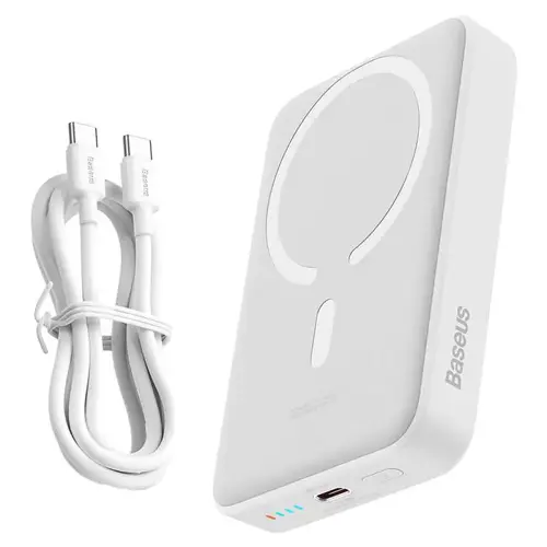 Baterija prijenosna BASEUS Magnetic Mini 10000mAh, 30W, Wireless, MagSafe, White, PPCX110202