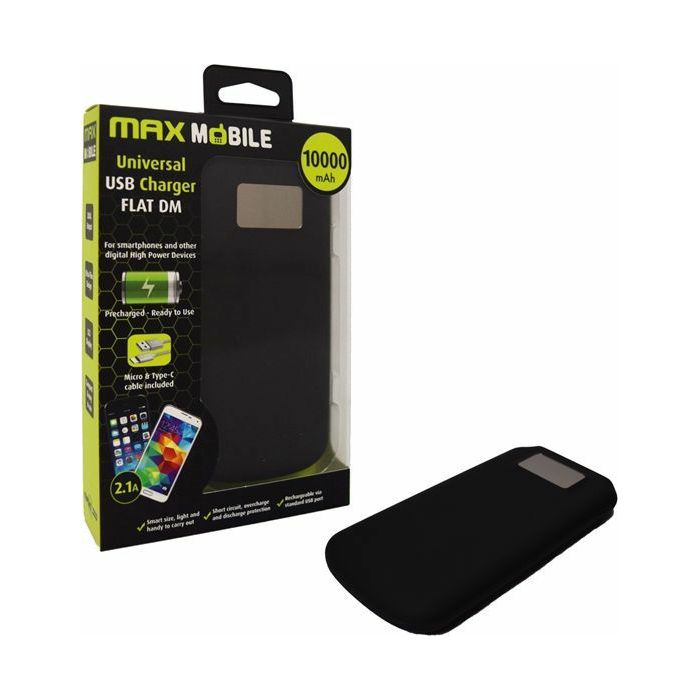 Prijenosna baterija POWERBANK MAXMOBILE 10000mAh, Dual USB, 2.1A crna-0