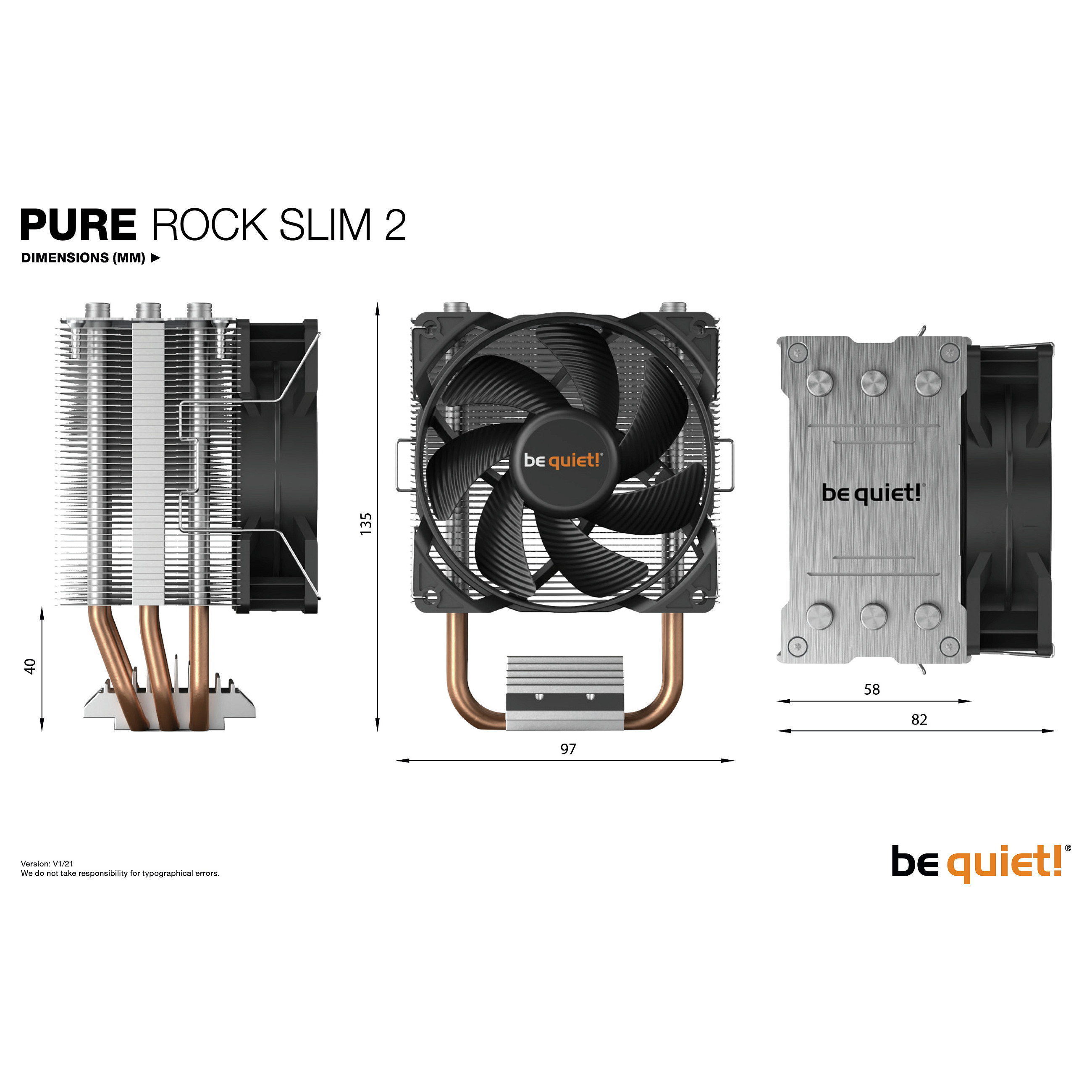 Be quiet! PURE ROCK SLIM 2 Hladnjak za procesor 9.2 cm Srebrni 1 komad-6