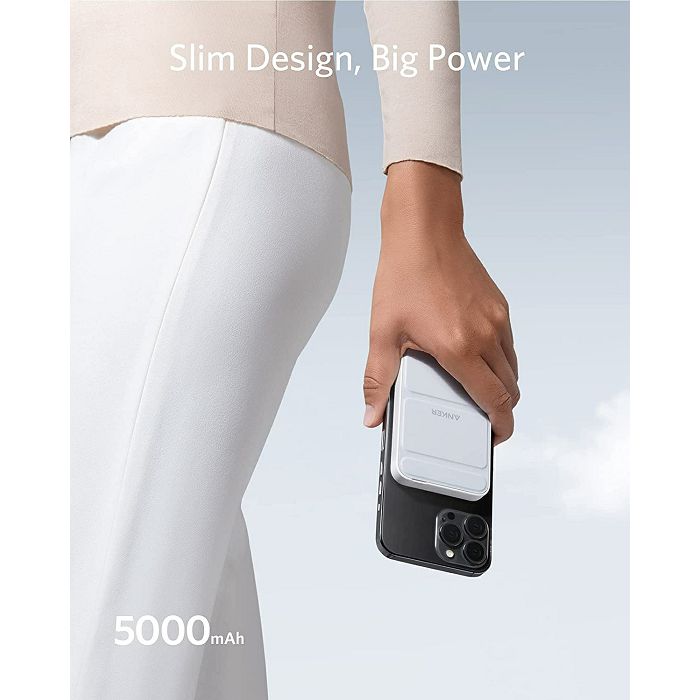Bežični magnetski powerbank ANCHOR MagGo 5000 mah (bijeli)-1
