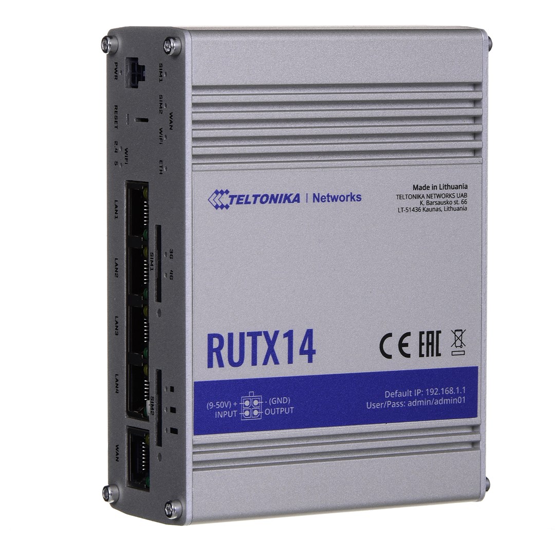 Bežični router TELTONIKA RUTX14 (Gigabit Ethernet, Dual-band 2.4 GHz / 5 GHz, 4G LTE CAT12) sivi-3