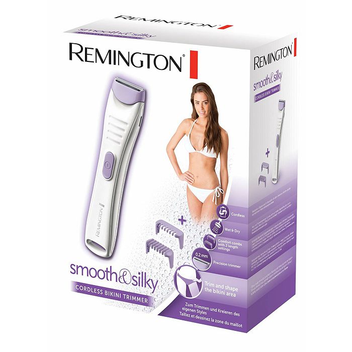 Bikini trimer REMINGTON BKT4000 (bežični, Wet & Dry, precizna glava, češljići 2 mm / 4 mm, ljubičasto-bijeli)-1