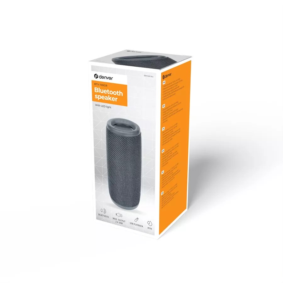 Bluetooth Zvučnik DENVER BTV-150GR (1200 mAh, siva boja)-2
