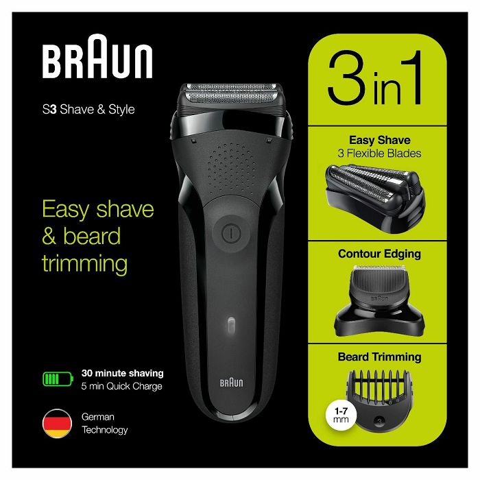 Brijač BRAUN 300BT (3u1) crni