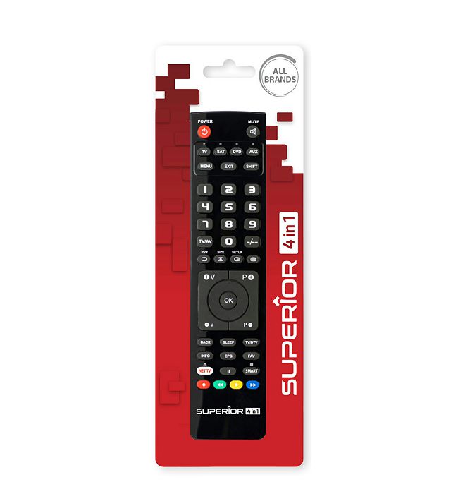 Univerzalni daljinski upravljač SUPERIOR 4in1 Classic, programabilni, crna boja-2