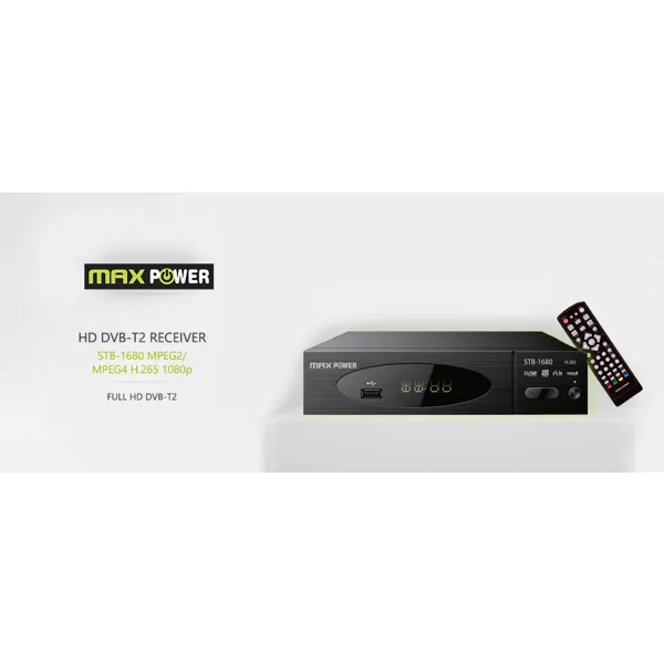 MAXPOWER HD DVB-T2 RECEIVER STB-1680 MPEG2/MPEG4 H.265 1080p/i Akcija-2