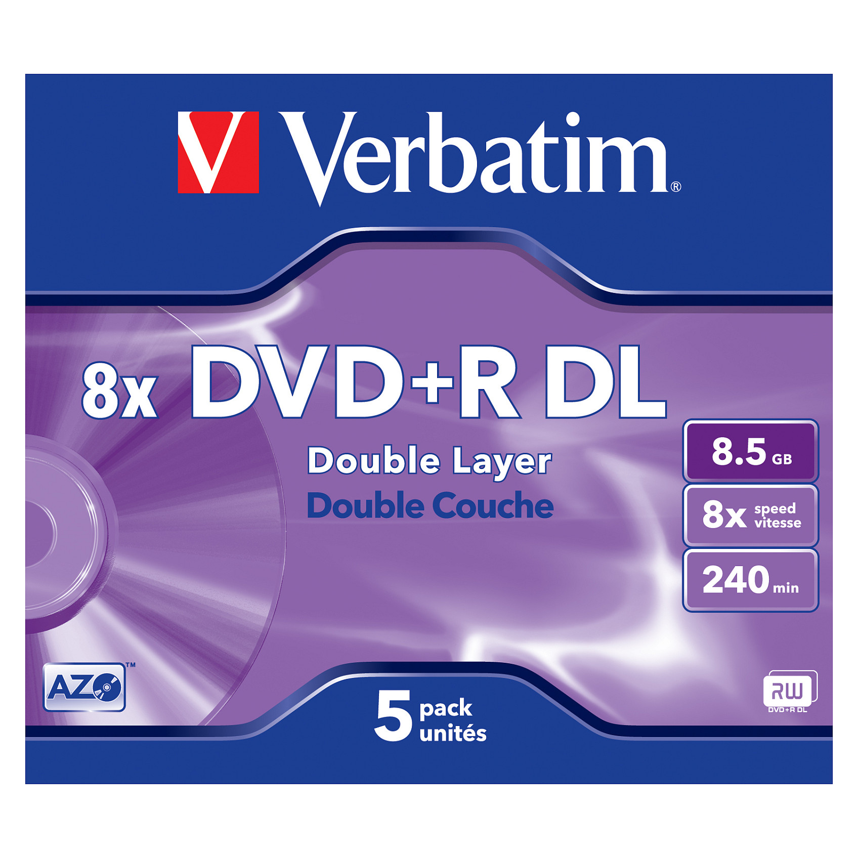 DVD+R DL Verbatim 8.5GB 8× Matt Silver 5 pack JC (Double Layer)-1