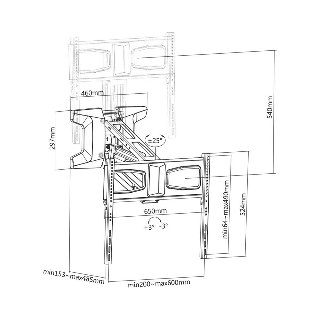 Maclean MC-891 Electric TV Wall Mount Bracket with Remote Control Height Adjustment 37'' - 70" max. VESA 600x400 up to 35kg Above Fireplace Mount Sturdy-6