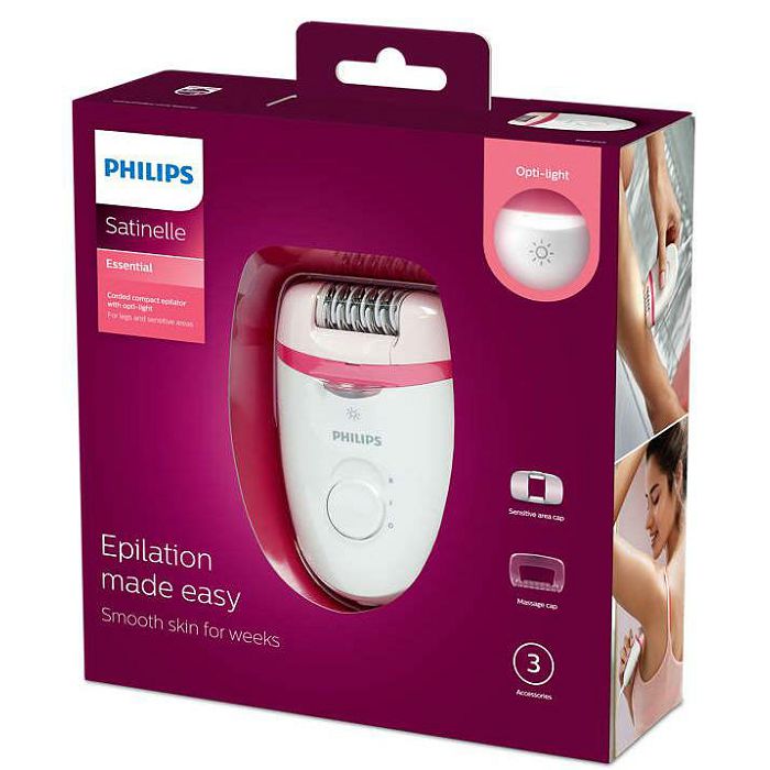 Epilator PHILIPS Satinelle Essential BRE255/00 (strujni, kompaktan, 2 brzine, Opti-light, periva glava)-2